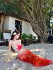 Island Resort Orange Split Bikini Niche Premium Sexy Skinny Beautiful Beach Dress Swimsuit Tube Top