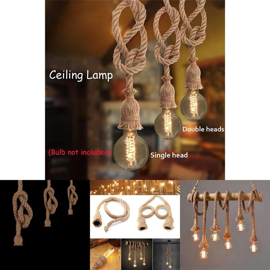 High-end Single/double Head Rope Pendant Light Lamp For Charming Vintage Dcor
