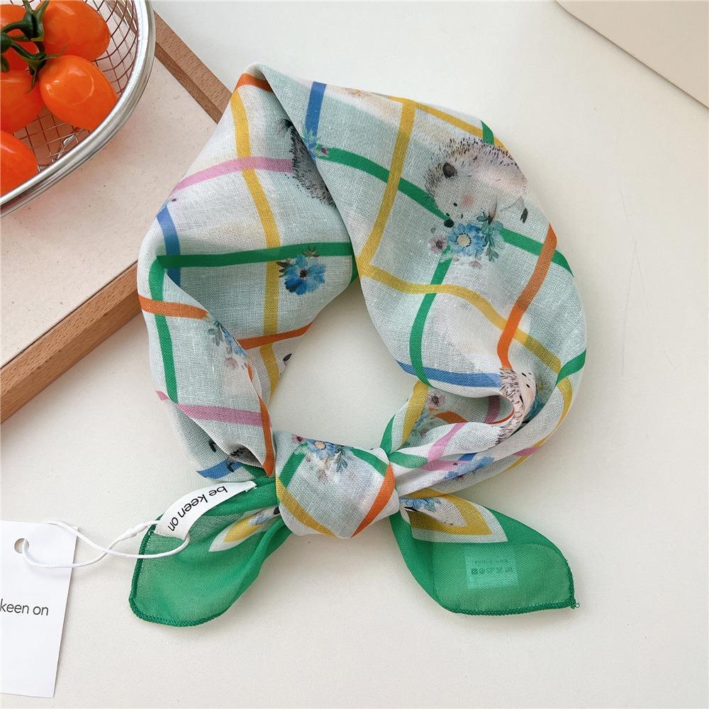 Flower Floral Print Scarves Kerchief Bandanas 55cm Headscarf Hair Ribbon Accessories for Women