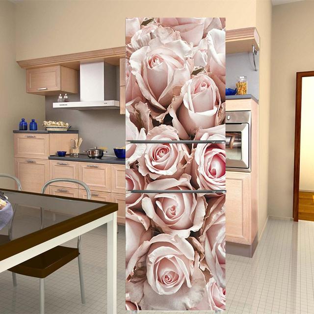 Белый цветок, украшения на дверь холодильника, элегантные цветы, наклейка на холодильник, самоклеящиеся наклейки на стену, виниловые обои, фреска, искусство