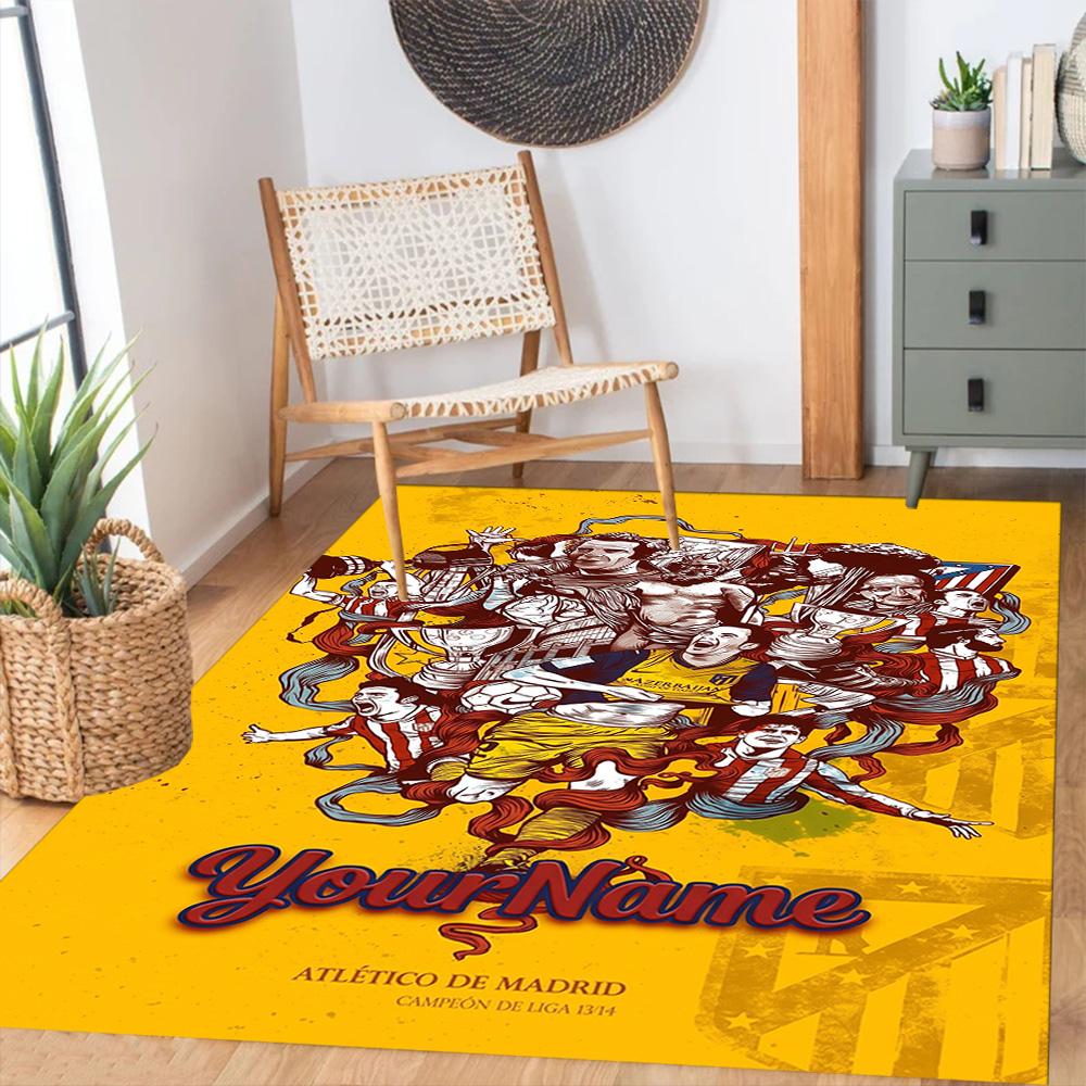 Atletico Madrid Customize Text Floor Mat Perfect for Balcony Dining Room Hallway Bedrooms Anti-slip Rug Decorate Offices Spiritual Gift