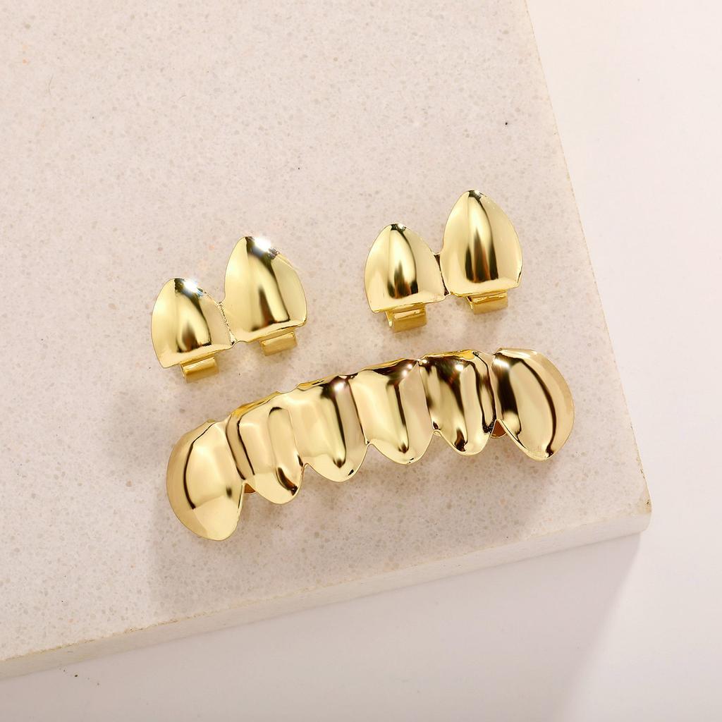 Унисекс Блинг Грилзы для Зубов Урбан Хип-Хоп Блестящие Зубы Грилзы Набор Сплав Верх Низ Мода Накладка для Зубов Шарм