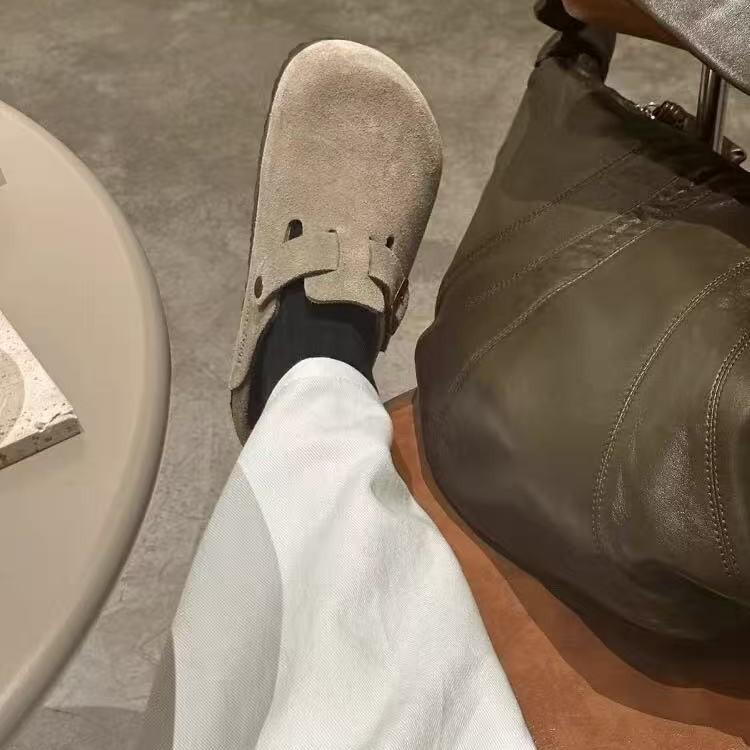 Унисекс BK Натуральная кожа Birkenstock Закрытый носок Ретро Мюли на пробковой подошве – Удобные и Универсальные.