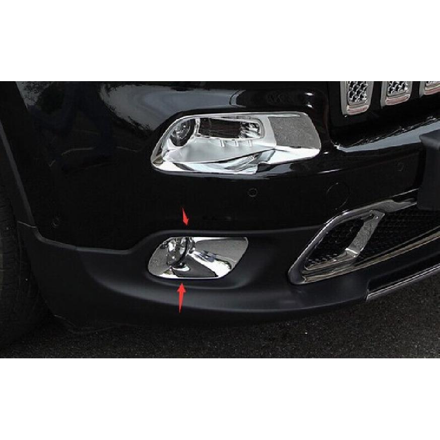 For Jeep Cherokee 14-2018 Bright Chrome Front Fog Light Lamp Cover Trim 2PCS