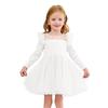 [Miipat] Children's Clothing Girl One Piece Baby Dress Kids Long Sleeve Formal Dot Pattern Cute Princess Wedding Birthday Invited 90-120cm (white,90)