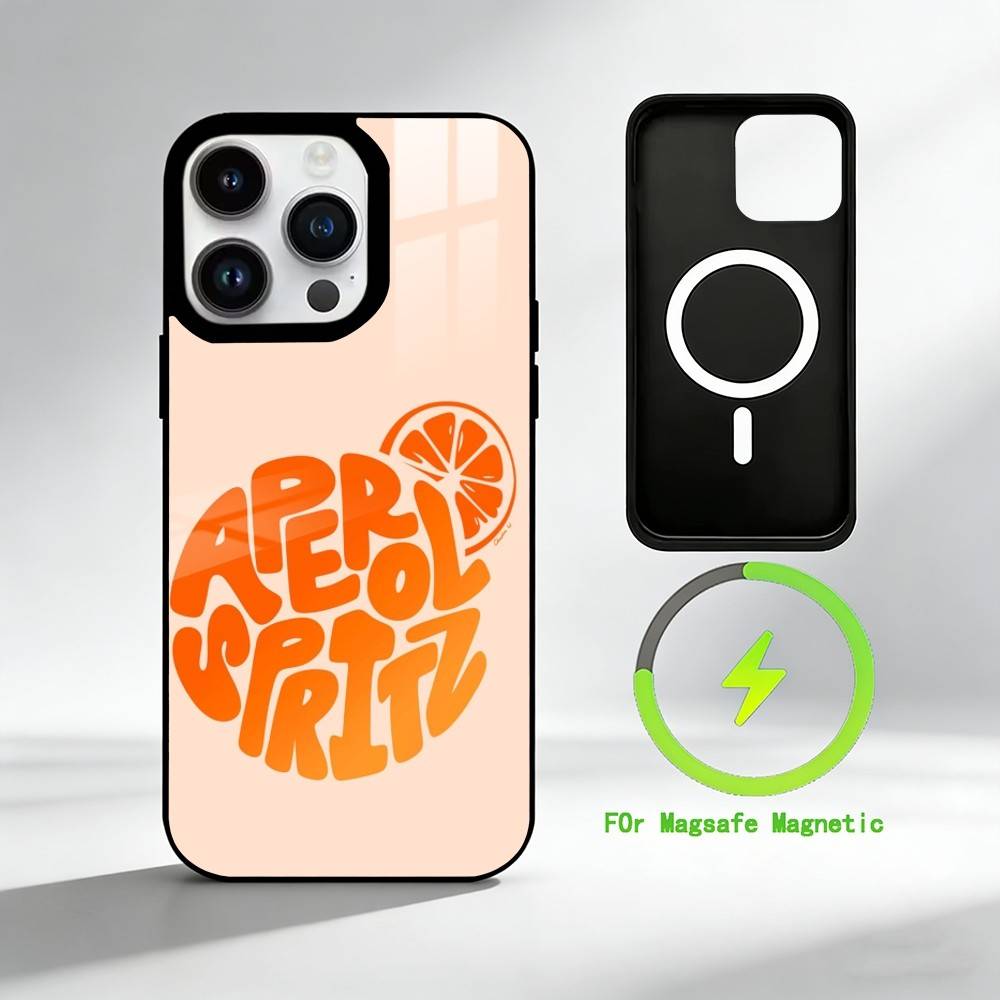 Чехол для телефона A-Aperol Spritz для iPhone 17 16 15 14 13 12 Pro Max Plus с зеркальной беспроводной магнитной крышкой