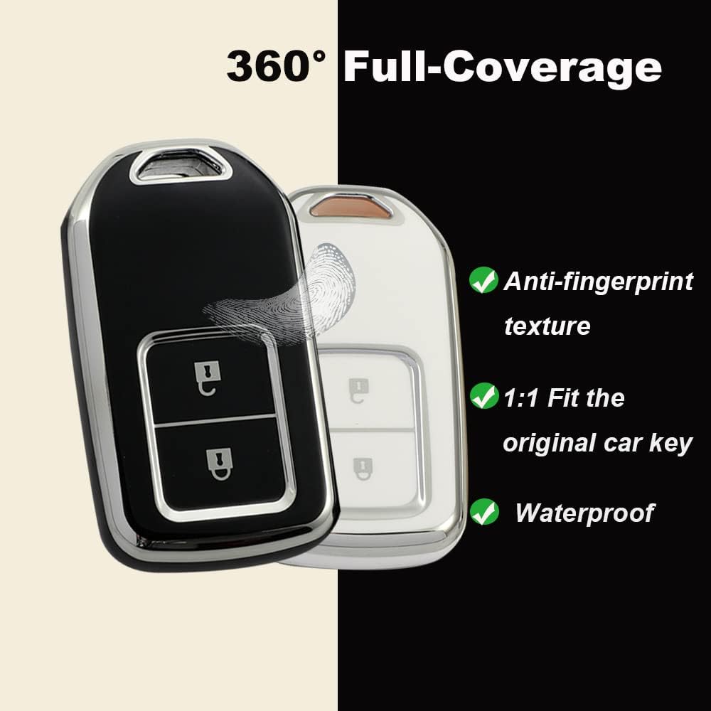 HIBEYO 2 Button Key Fob Cover for Honda CR-V HR-V Odyssey Vezel Crosstour Spirior Jade Crider Civic CRV Avancier URV Acura CDX ILX Accessories with