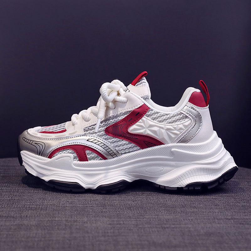 Жареные уличные кроссовки на платформе, женские кроссовки для увеличения роста, универсальная повседневная обувь, новые дышащие серебристые кроссовки на весну и осень
