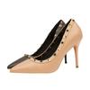 Stylish and Simple Women's Shoes Single Shoes High Heels Pointed Rivets High Heels Women