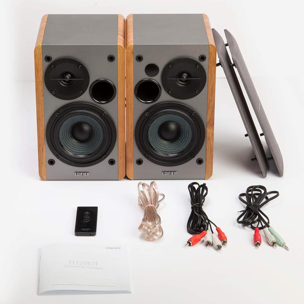 Edifier R1280T Active Bookshelf Speakers 42W RMS Output Built-in Amplifier Brown