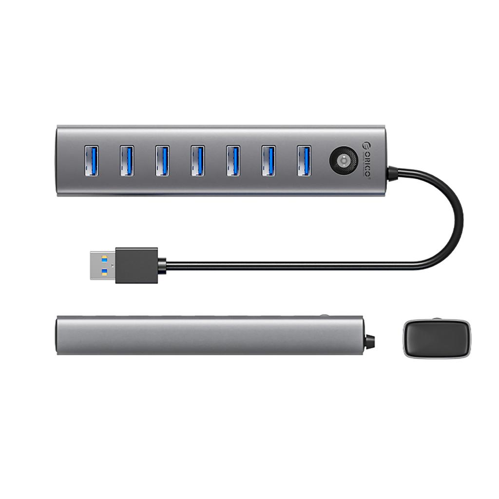 Hub CL7U-U3 splitter 7x USB-A USB-C 5V 3A 1m - gray