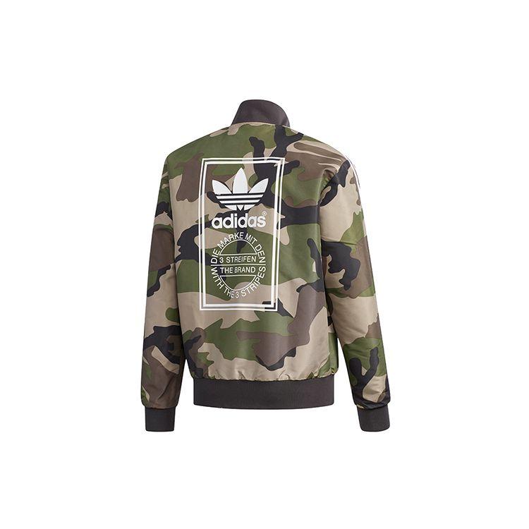 adidas Двусторонняя камуфляжная куртка Originals Trefoil, мужские куртки графитово-черного цвета DX4219