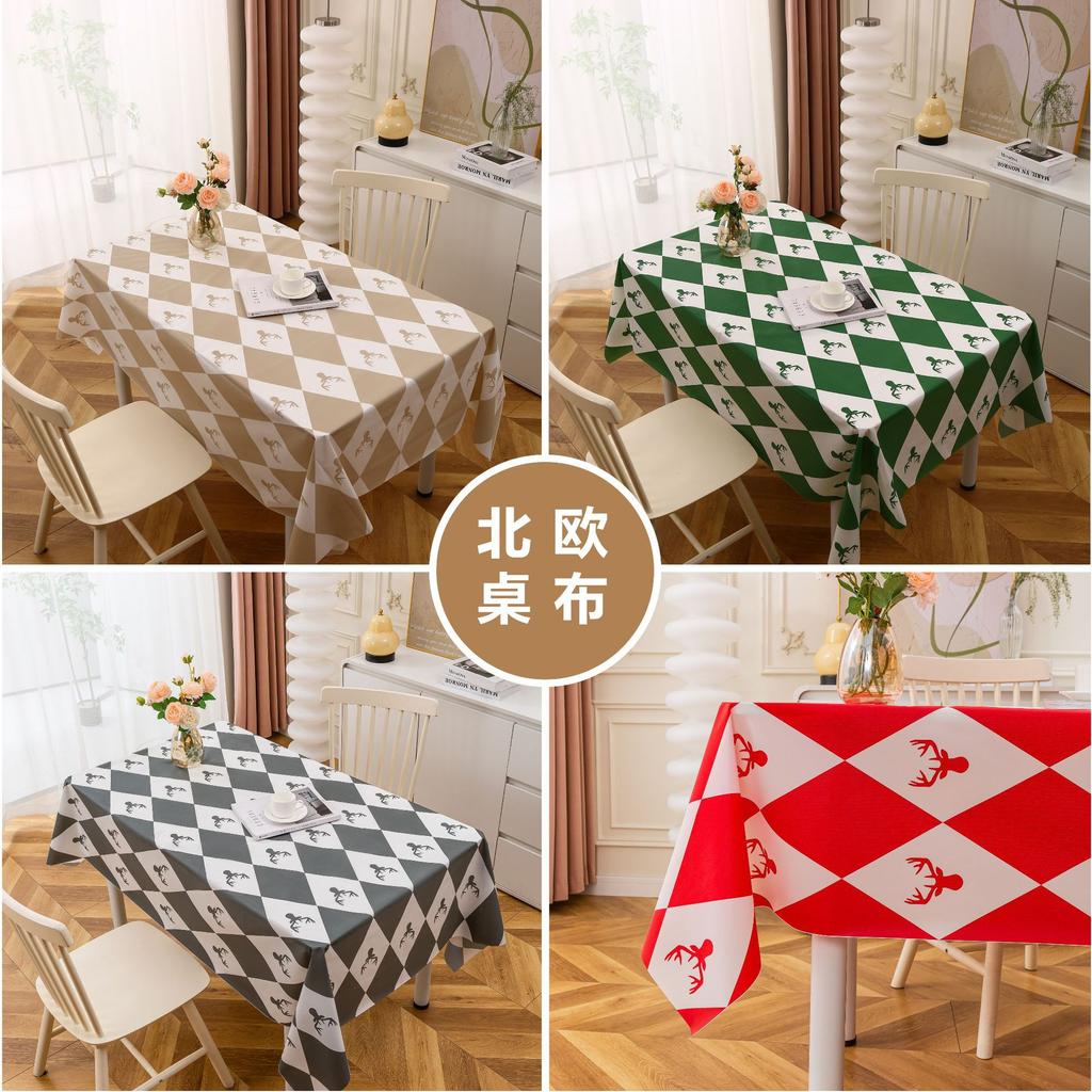Waterproof And Oil-Proof Leave-In Premium Tablecloth Home Modern Peva Plaid Picnic Cloth Tablecloth