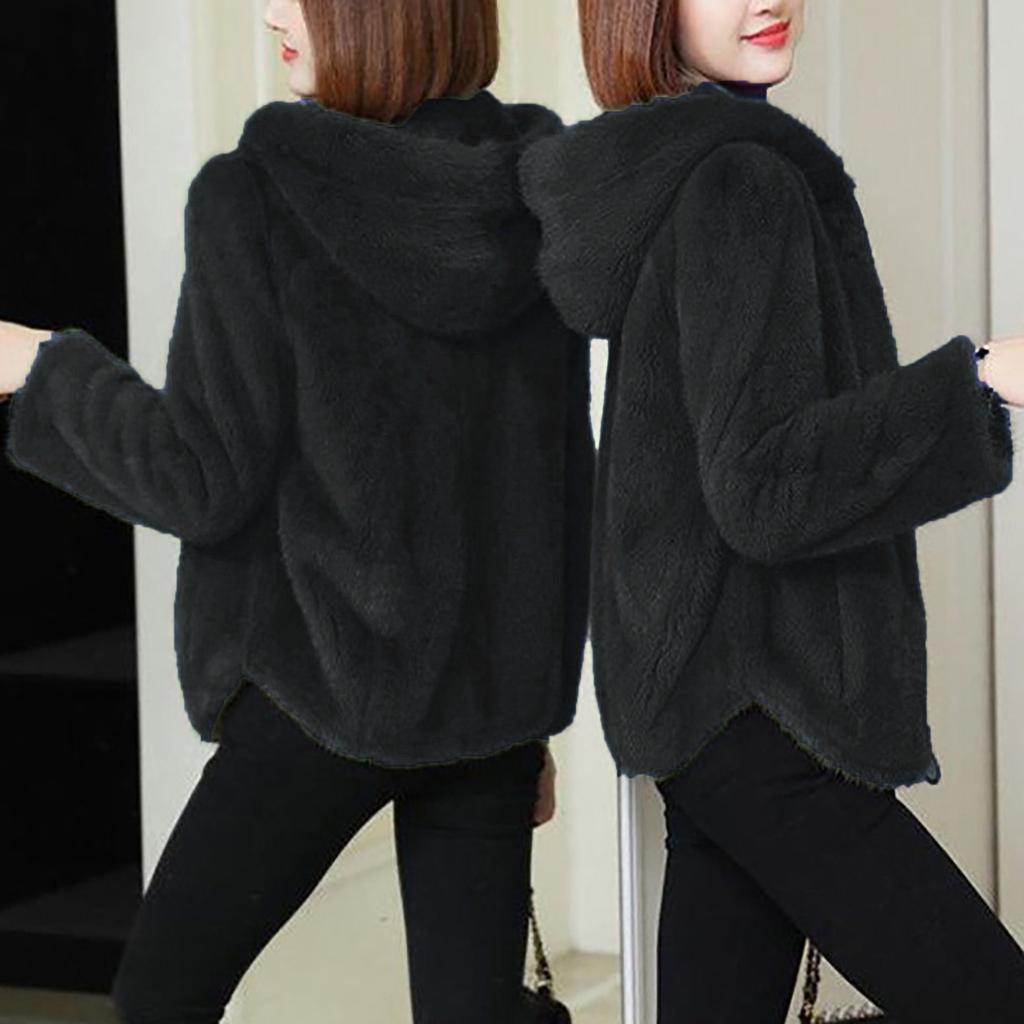Однотонный женский двусторонний коралловый бархатный свободный теплый свитер с капюшоном, женская куртка на молнии из овечьей шерсти