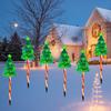 6 штук светодиодных гирлянд на солнечной батарее, водонепроницаемых IP65, декоративные фонари в виде леденцов для рождественской елки, для двора, балкона