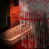 Halloween Scaring Bat and Blood Door Handprint Curtain Door Cover for Home Office Party Decor Blood-stained Handprint Gauze Prop