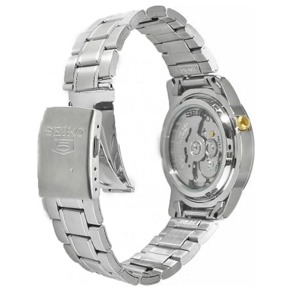Seiko 30 м Водонепроницаемые Автоматические Механические Часы с Браслетом из Нержавеющей Стали Унисекс Золотой Циферблат SNKK13K1