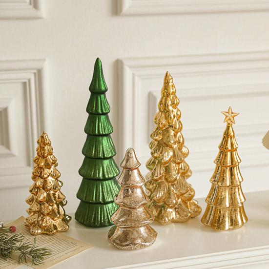 Блестящая настольная лампа в виде рождественской елки, светодиодная светящаяся декорация со звездой на верхушке, праздничный центральный элемент для декора дома и офиса