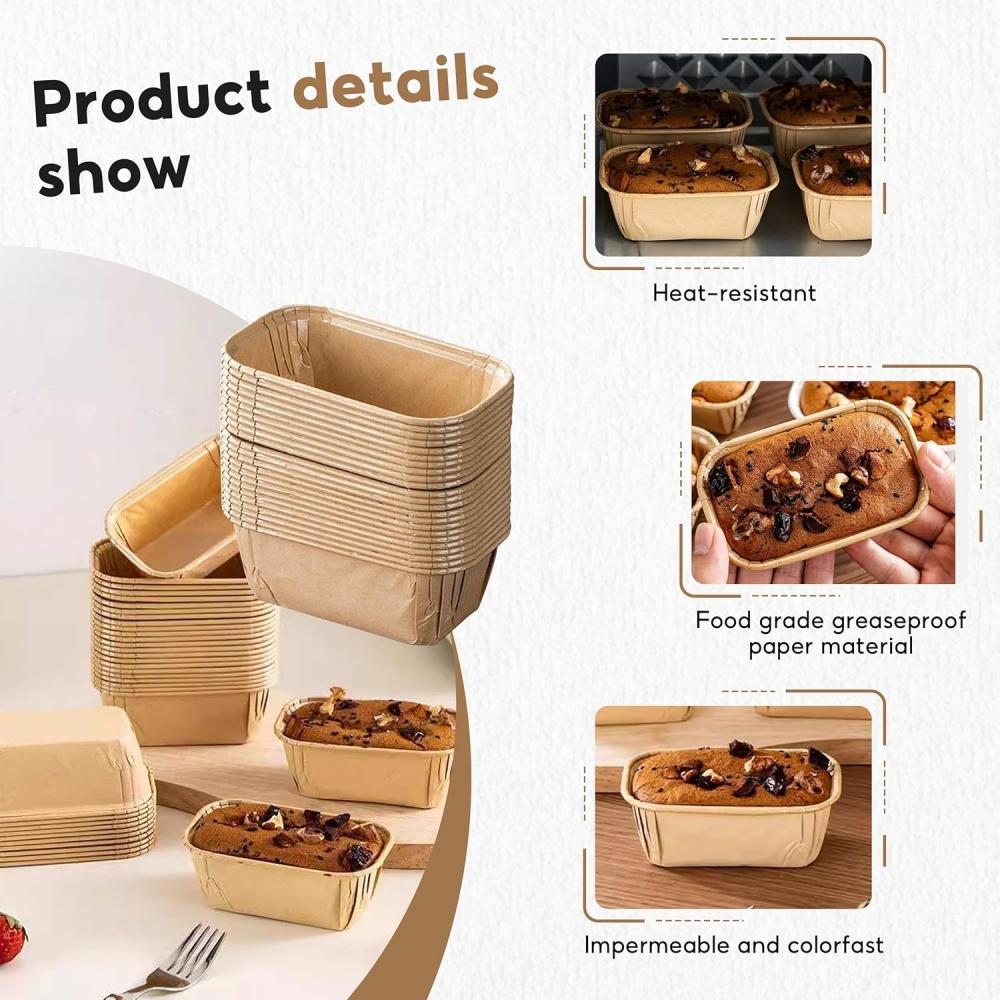 50 формочек для кексов, прямоугольные жиростойкие бумажные вкладыши для кексов, жиростойкие бумажные формы для выпечки маффинов и хлеба.