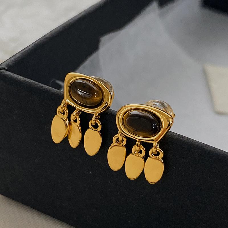 Серьги-кисточки из малахита в форме капли: Винтажные роскошные висячие украшения для осени/зимы