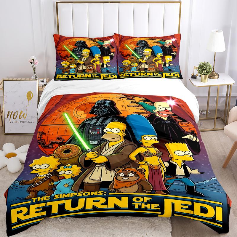 3Pcs Simpsons Jedi Return Poster Bedding Sets For All Sizes New 3D Printed Bed Cover Comforter Duvet Cover Pillowcase Bedroom Decoration