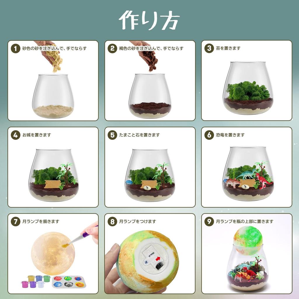 Террариум динозавров, нарисованный лунный рисунок, изготовление ручной работы, бесплатная исследовательская миниатюра, подарок для учеников начальной школы, комплект, лампа, комплект, игрушка, комплект,