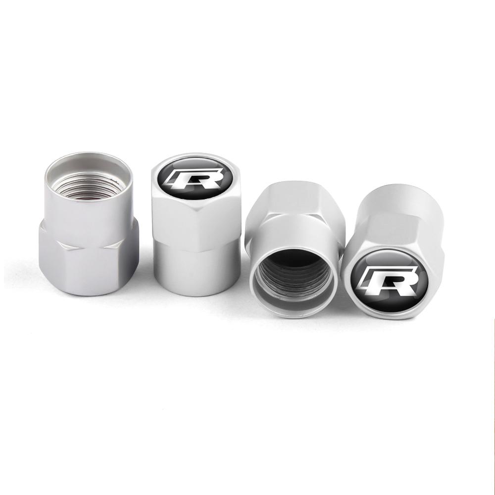 LVAXC1 4Pc Car Metal Wheel Tire Air Valve Dust Caps Accessories For Volkswagen VW Golf 4 5 6 7 Bora MK7 Beetle Touran Tiguan GTI R Line