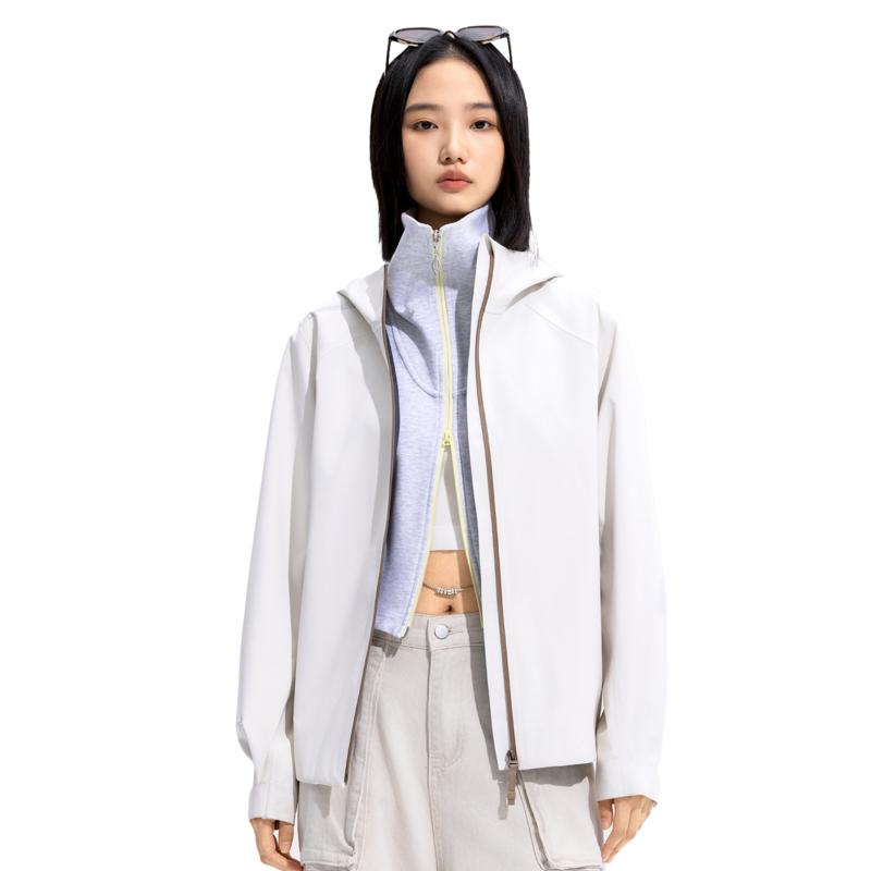 Li Ning CF Серия Su Wan Long Jia Худи Свободный Удобный Простой Водонепроницаемый Ветрозащитный Дышащий Прочный Дождевик Женская Куртка AEMV040-2