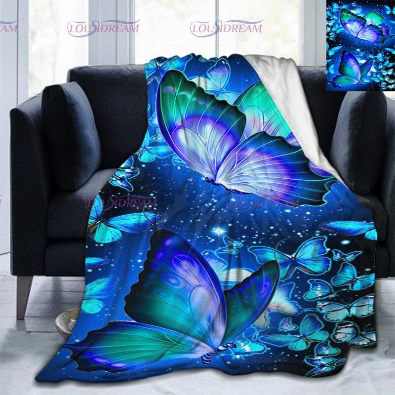 Красочное одеяло с бабочками и цветами, мягкое плюшевое легкое фланелевое одеяло с 3D принтом для дивана-кровати для детей и женщин, подарок