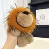 Cute Cartoon Rabbit Fur Keychain Small Lion Alloy Key Ring Pompon Bag Car Key Pendant