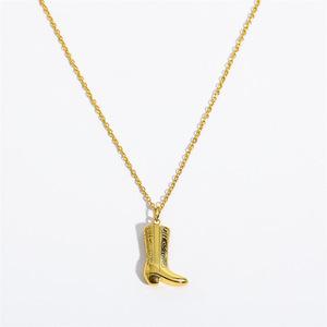 Vintage Denim Boots Pendant Necklace Niche Design Stainless Steel Boots Collarbone Chain Furnace Vacuum Plating