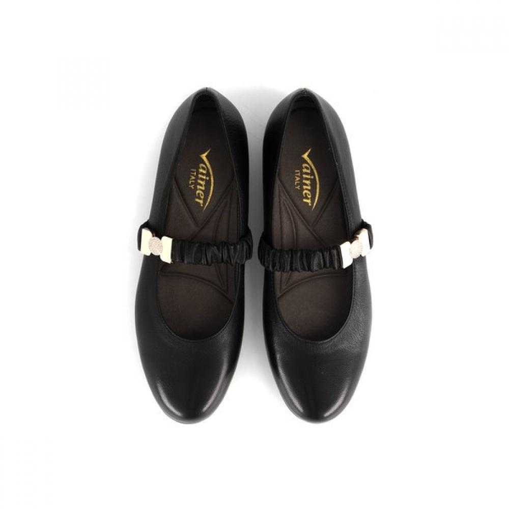 Vainer Black Women S Comfort Mary Jane Flat A368e