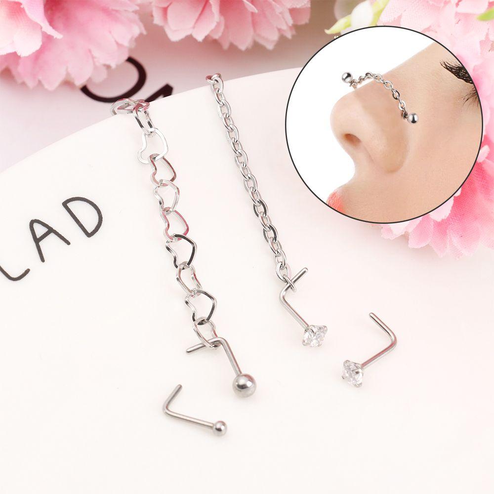 Fashion Body Jewelry None Pierced Double No Piercing Nose Clip Nose Chain Nose Ring Fake Nose Ring