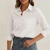 2025 Women's Solid Color Long Sleeve Loose Shirt with Fashion Lapel