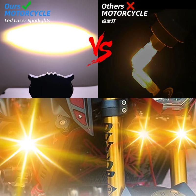 Motorcycle Headlight LED Spot Light Owl Shape 4 Light Modes 12V-80V Dual Color White Yellow Strobe Fog Light Motorbike Lamp