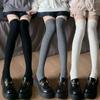 Women's Mid-Calf Woolen Socks Long Over-Knee Pure Color School Uniform Style Leggings Comfortable Breathable Stretchy Socks
