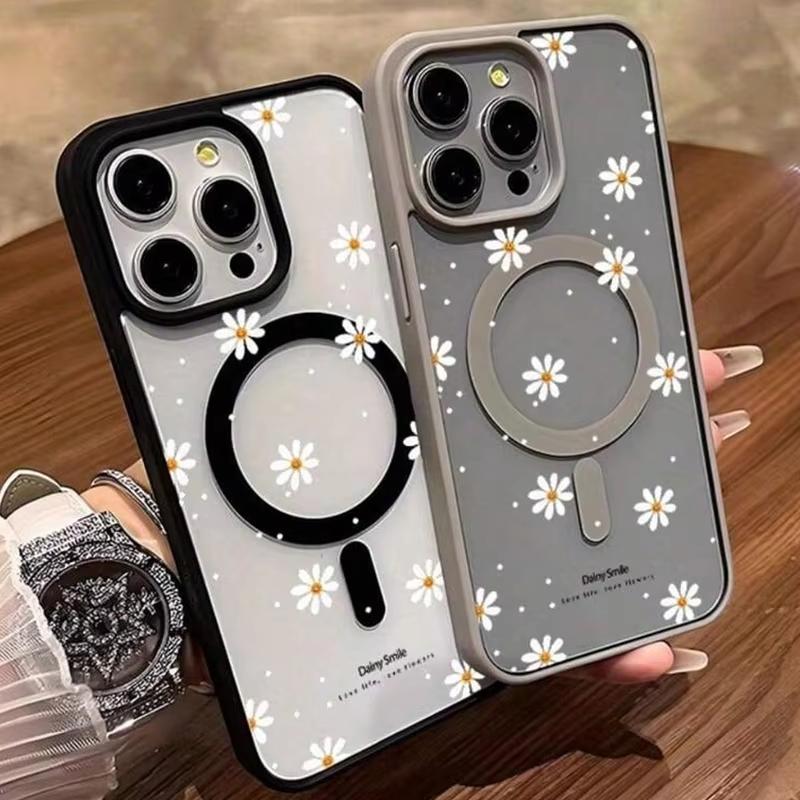 Для Samsung Galaxy S25 S24 S23 S22 Plus FE Ultra НОВЫЙ Чехол-бампер с рисунком маленькой ромашки, магнитный, для беспроводной зарядки