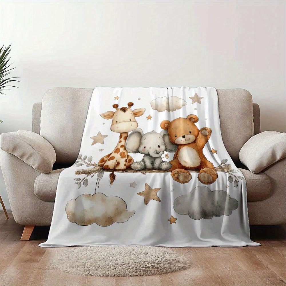 VIKAMA Cartoon Forest Animal Print Blanket, Soft And Warm, Washable, For Bedroom, Living Room Sofa And Afternoon Nap Blanket