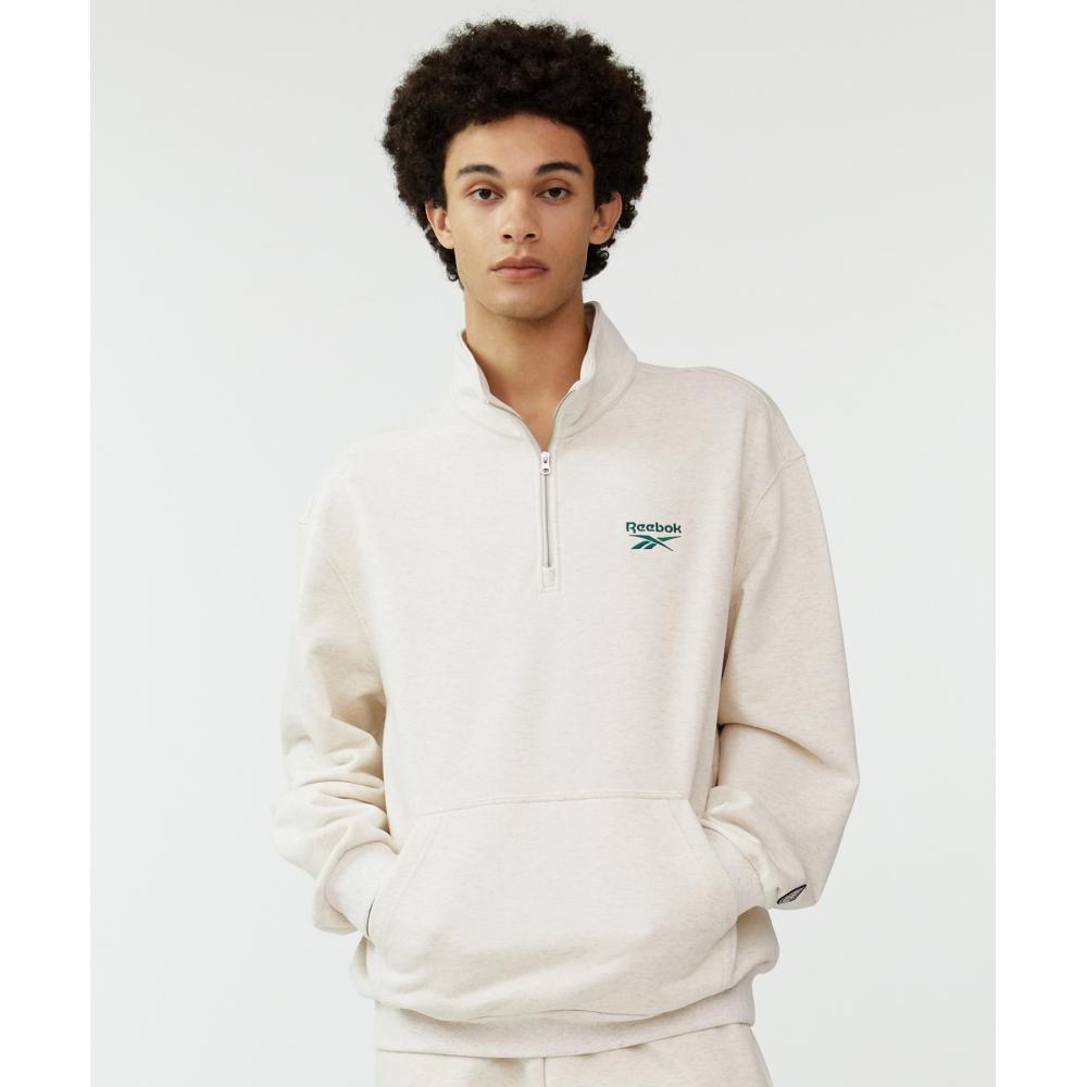 Reebok Свитшот Victory Half Zip Up бежевый