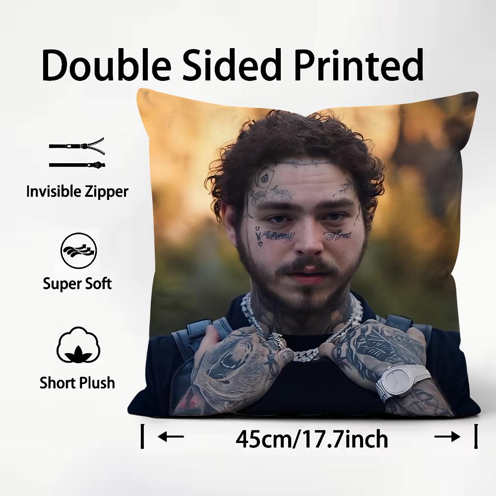 PPost MalonEe Rapper Cushion Cover Plush Fabric Soft DoubleSided Printed Sofa Warm Winter Home Child Gift Pillow Case
