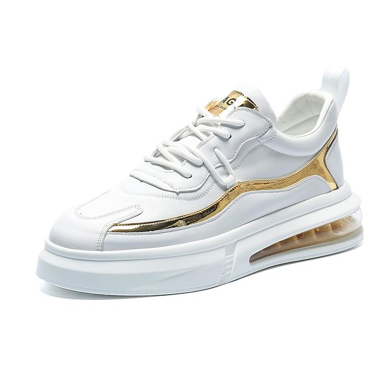 Мужская обувь, новые туфли на воздушной подушке, мужская двухцветная мода на процесс сращивания, универсальная мужская обувь, подчеркивающая белые туфли