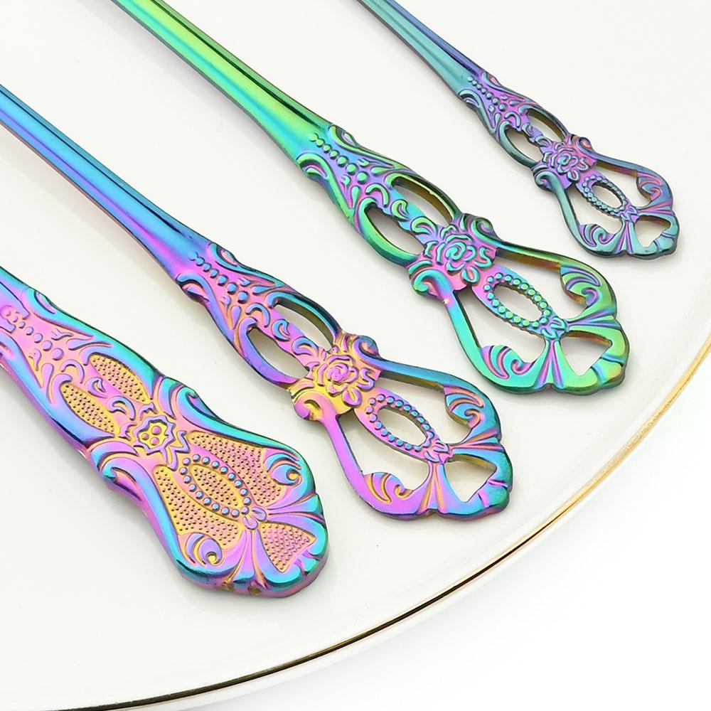 Набор столовых приборов класса люкс из 24 предметов, набор столовых приборов с гравировкой, набор столовой посуды из нержавеющей стали, винтажные западные нож, вилка, ложка, столовая посуда