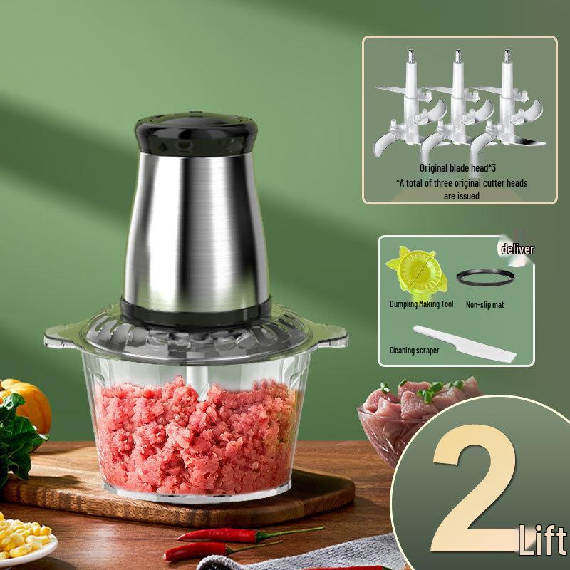 Compact Stainless Steel Meat Grinder and Blender with Dumpling Filling Feature