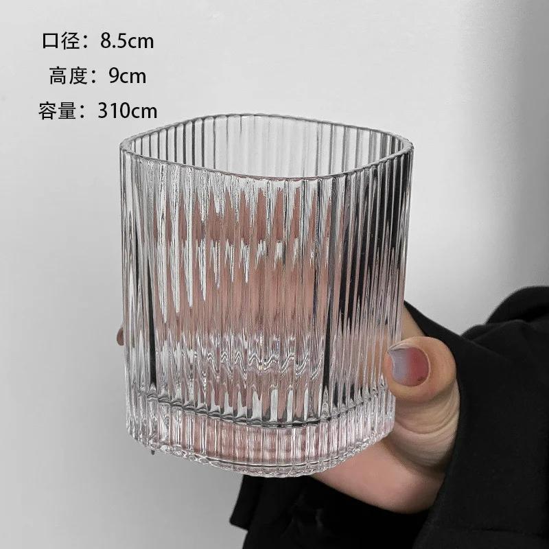 Прозрачная стеклянная кружка с вертикальными полосками, квадратная кружка для кофе, стаканы для сока, стаканы для воды, стаканы для холодных напитков, бокалы для вина, стаканы для питья