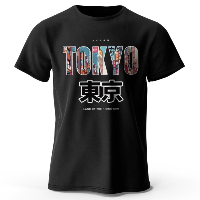 Футболка Tokyo Printed Fashion Forward из 100% хлопка, ультрамягкая, с круглым вырезом и короткими рукавами, идеально подходит для мужчин и женщин