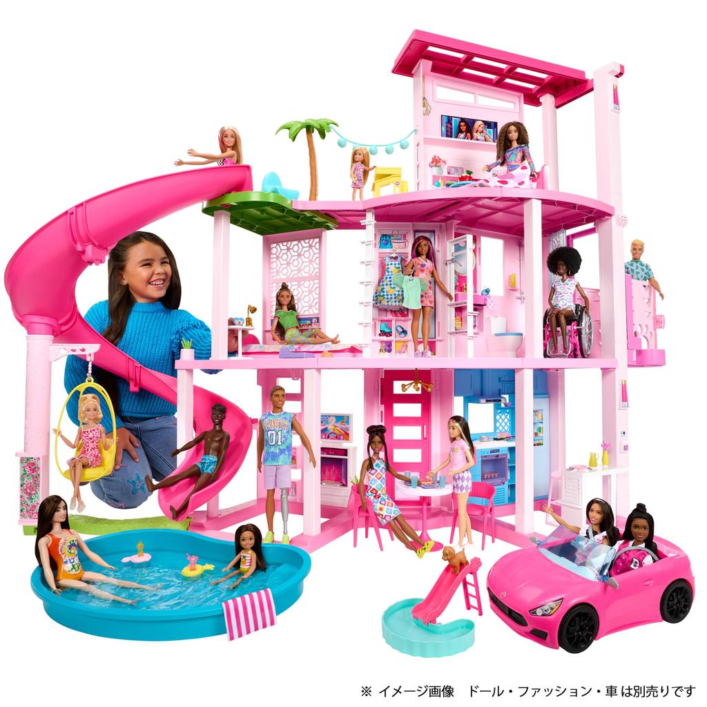 barbie Dream House большой раздвижной дом и аксессуар для куклы Барби для игр возрастом от 1 года и HMX10