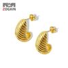 Серьги из нержавеющей стали с нерегулярной спиралью с покрытием из 18-каратного золота для женщин