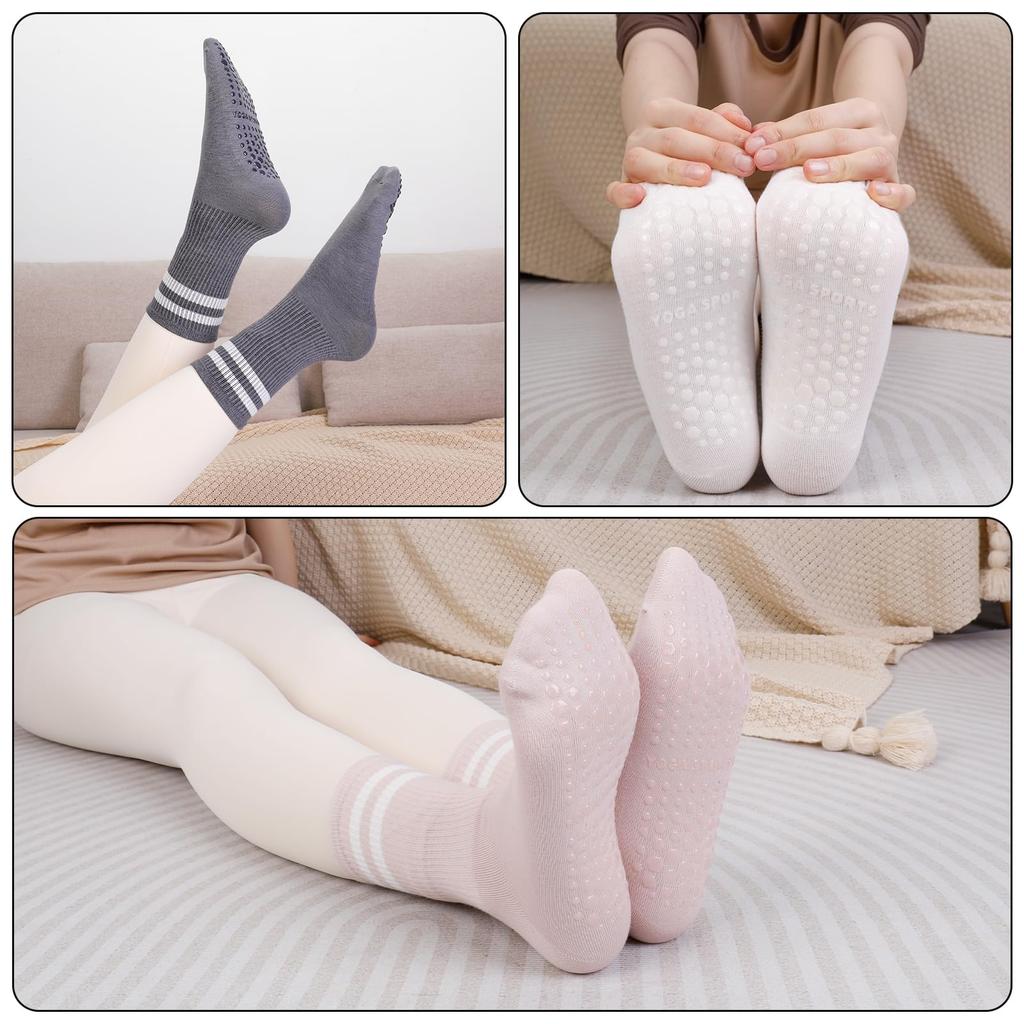 Girldate Yoga and Suitable for All Women's Non-Slip Socks, 4-Pair Set, Moisture-Wicking, Breathable, Cold-Weather Protection, Seasons, Approx.