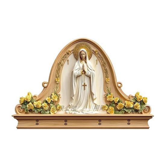 Деревянная христианская ключница 2D плоская Иисус Причастие Арт брелок-подставка с 4 крючками Религиозная настенная ключница для прихожей Домашний декор