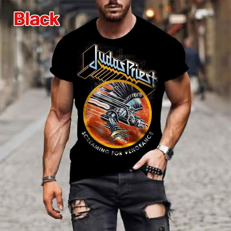 New Rock Judas Priest Band 3D Printed t shirts Men Women Hip Hop Short Sleeve T-shirt Tops Fashion Oversized Street Man Clothing
